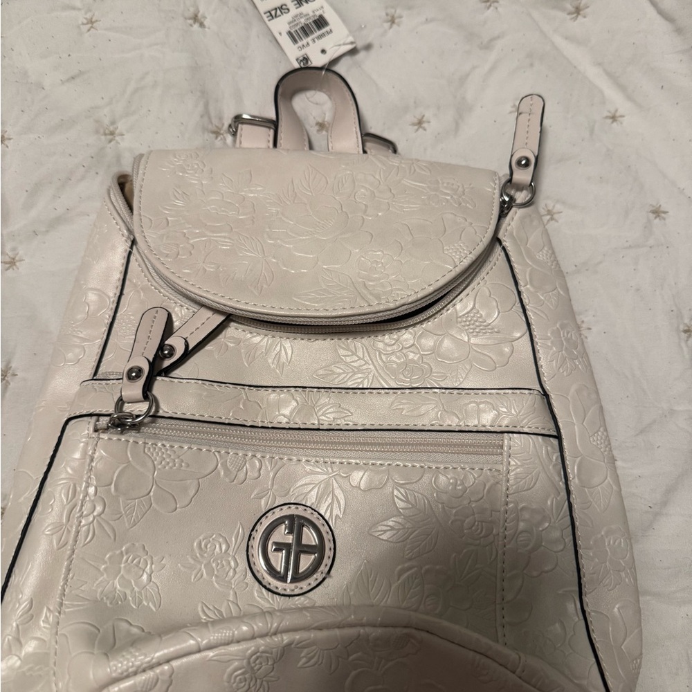 Elegant Cream Embossed Backpack